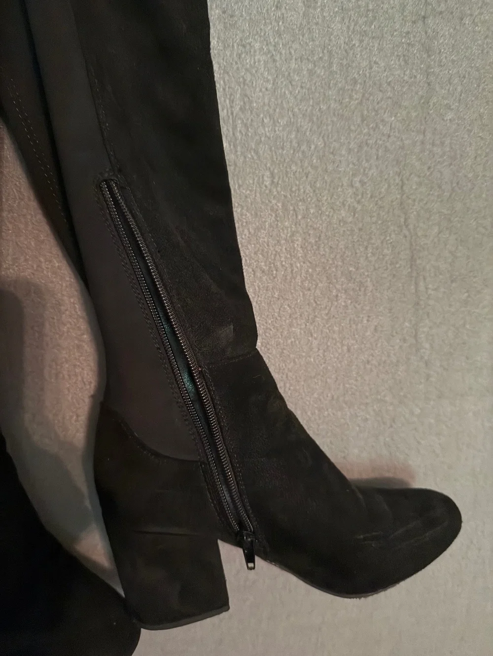 Black Over-the-Knee Block Heel Boots Size 6.5